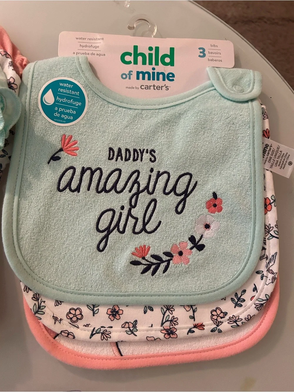 Child of Mine by Carter's Mint Green Baby Bib and Onesie Set
